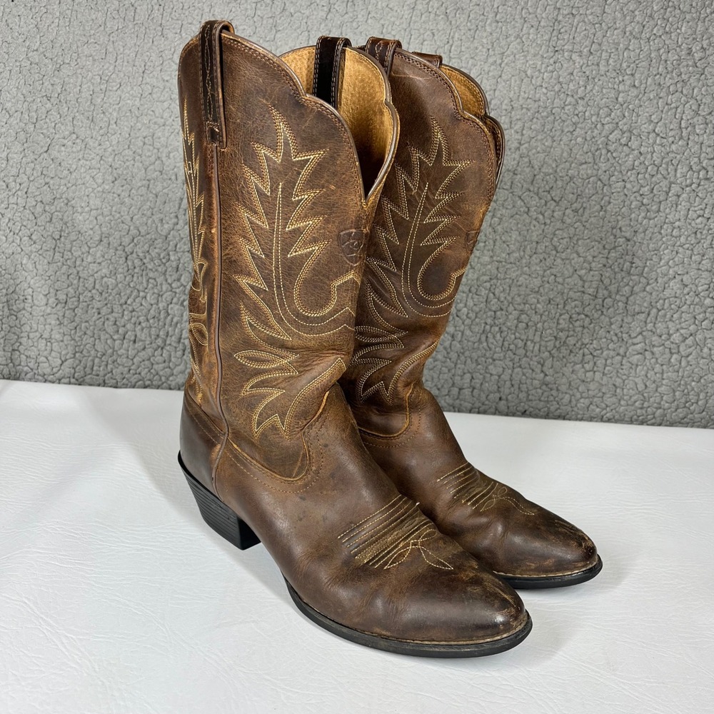 Ariat Heritage Western Boots Women 7.5B Leather Distressed Brown Cowgirl
